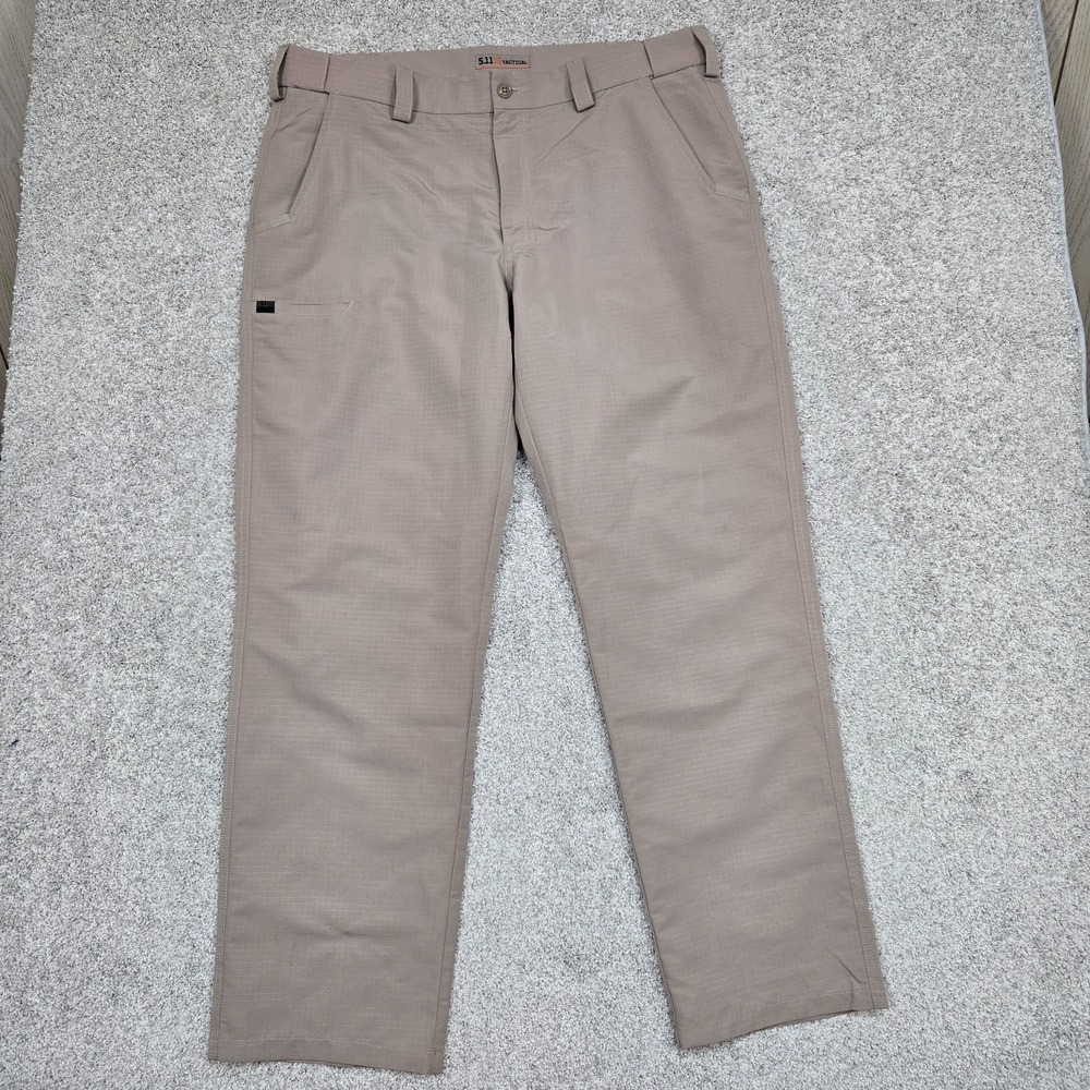 5.11 Tactical Fast-Tac Pants Mens 38x32 Khaki Tan‎ Ripstop Chino 74461-055